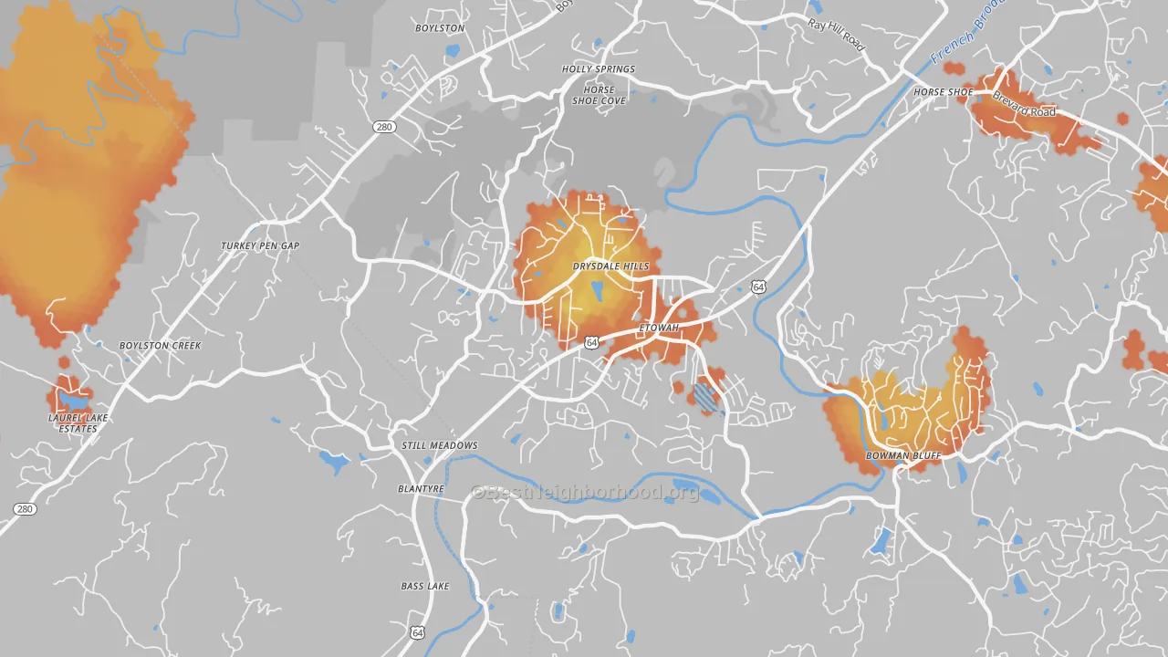 Bike Grade map of 28729, NC