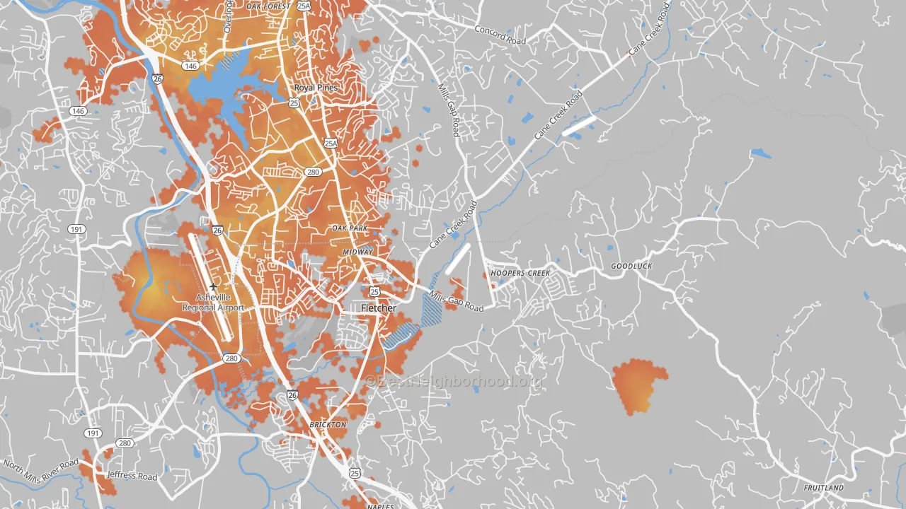 Bike Grade map of 28732, NC