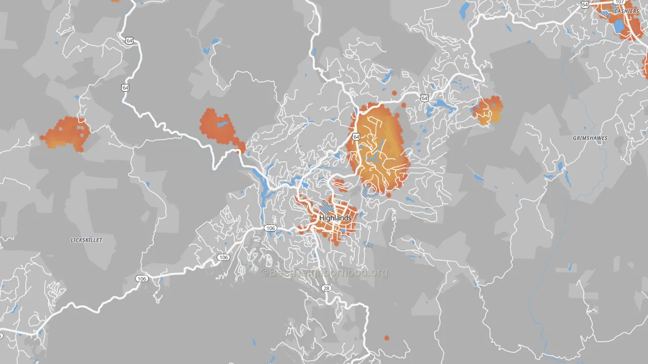 Bike Grade map of 28741, NC