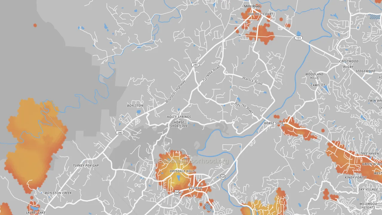 Bike Grade map of 28742, NC