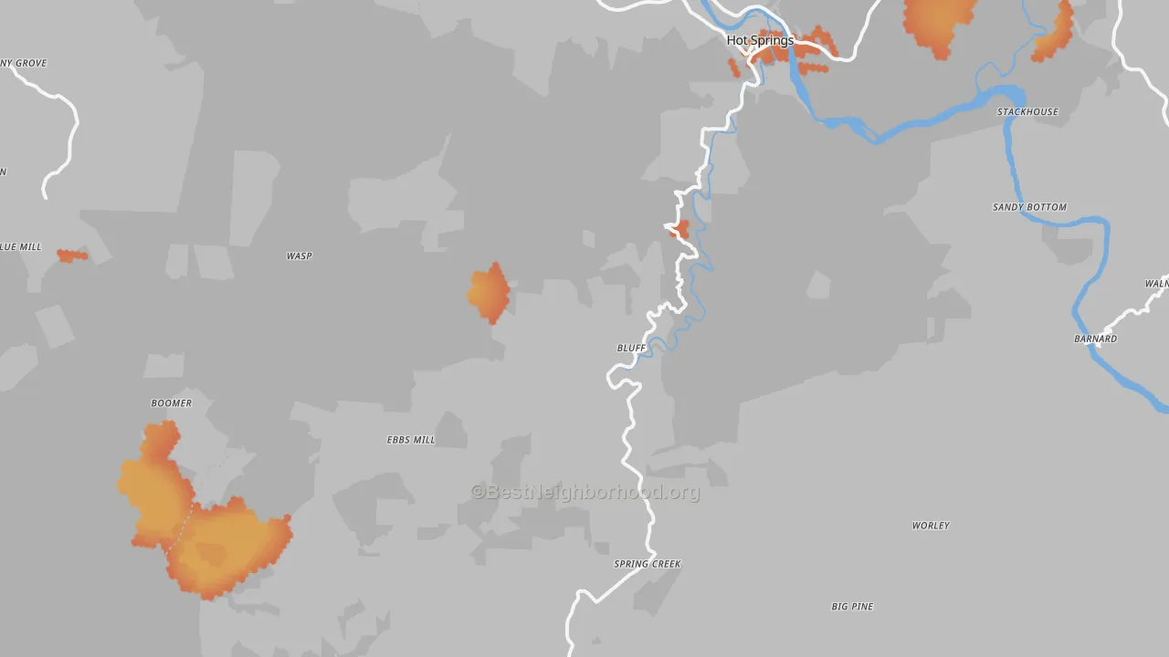 Bike Grade map of 28743, NC