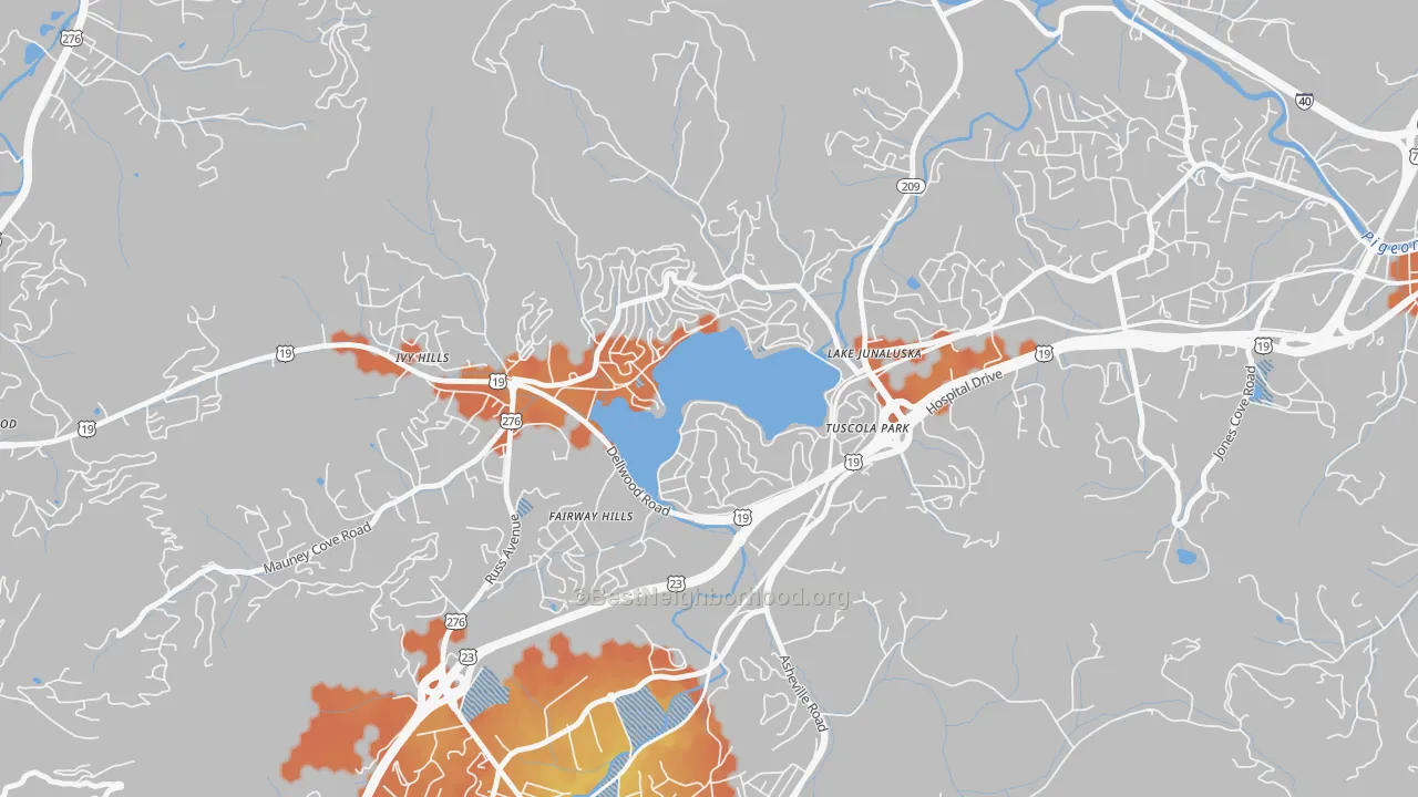 Bike Grade map of 28745, NC