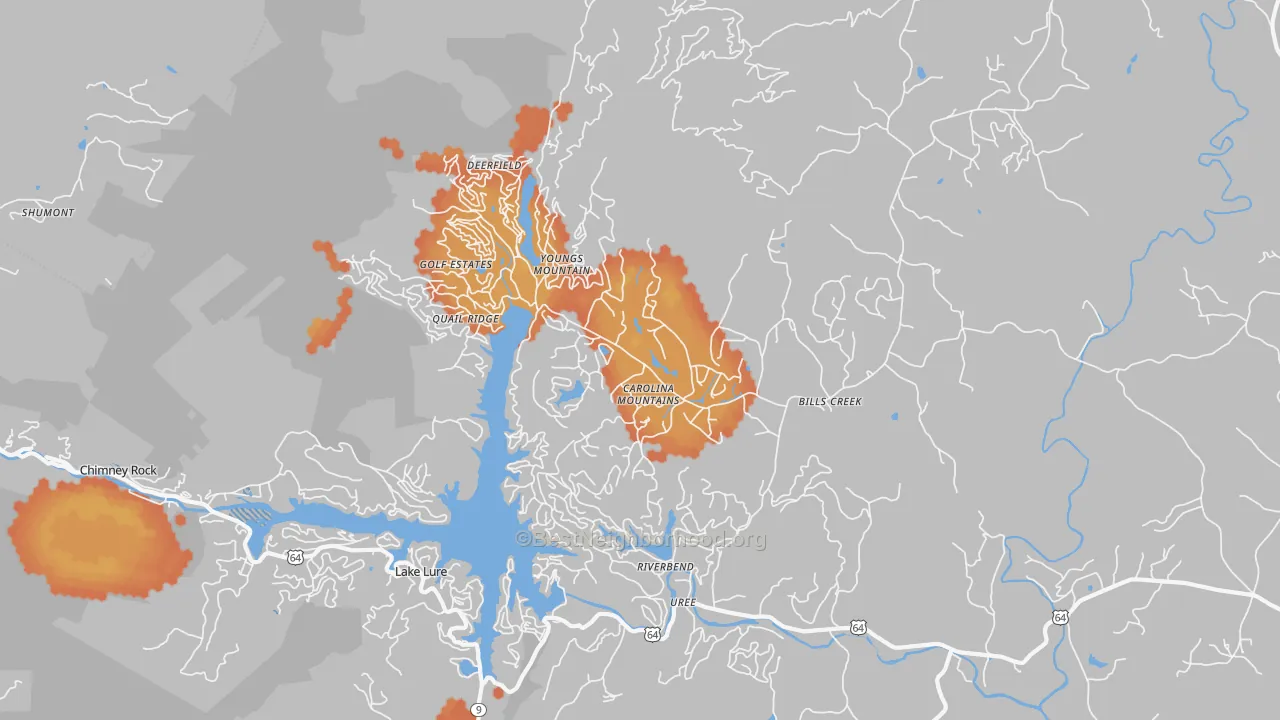 Bike Grade map of 28746, NC