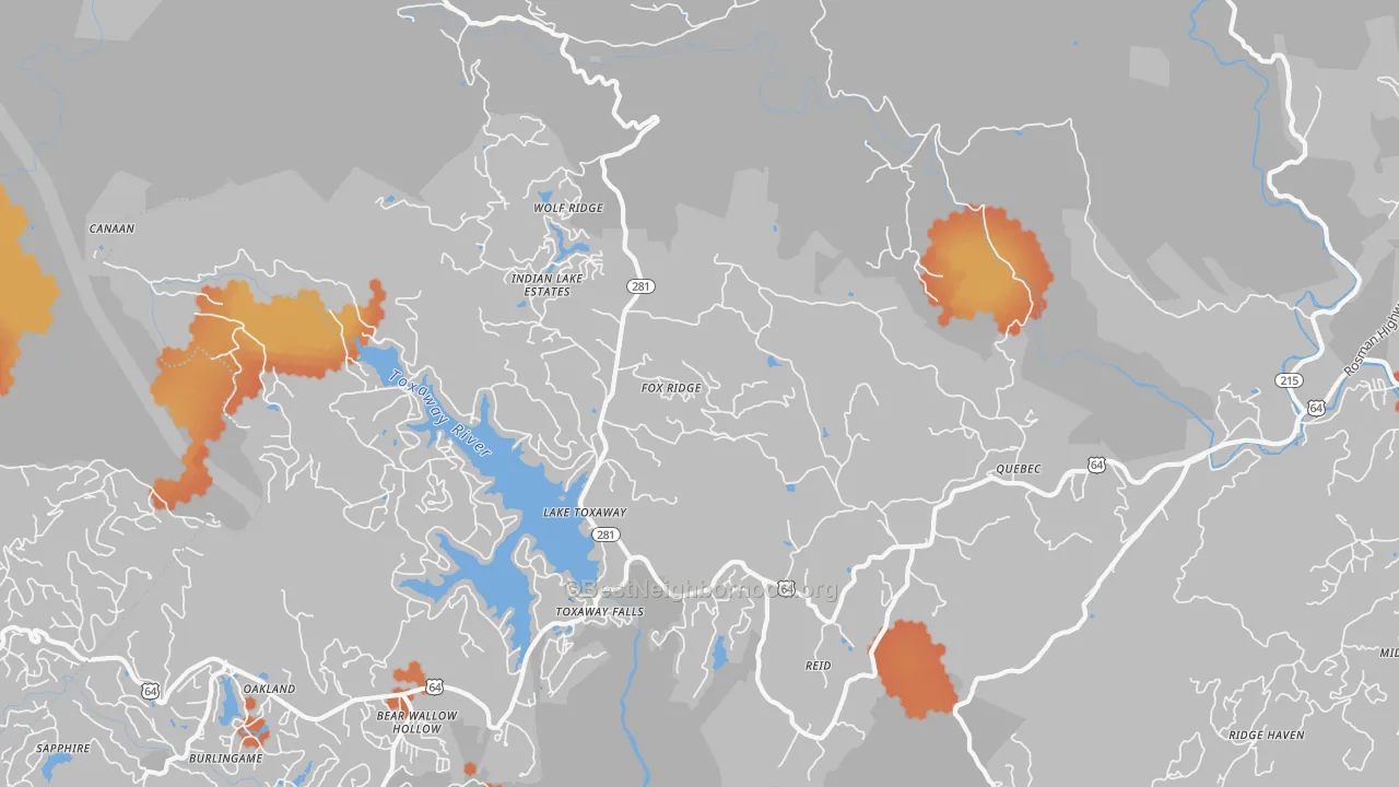Bike Grade map of 28747, NC