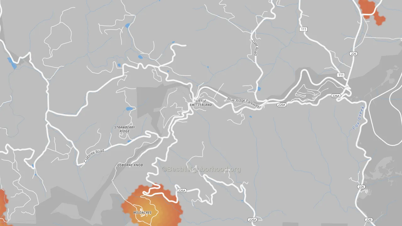 Bike Grade map of 28749, NC