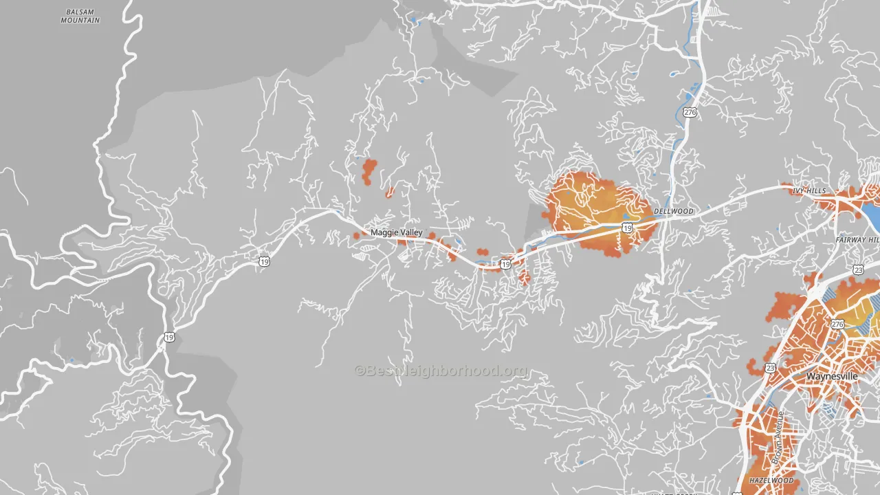 Bike Grade map of 28751, NC