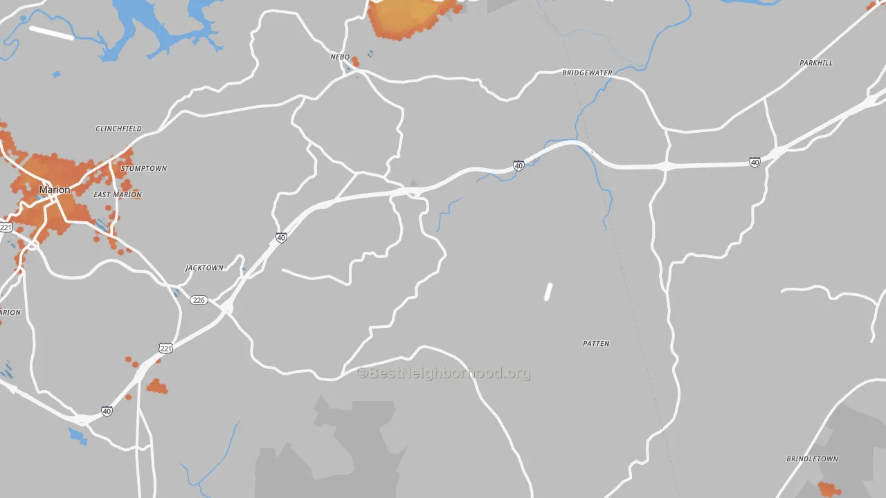 Bike Grade map of 28761, NC
