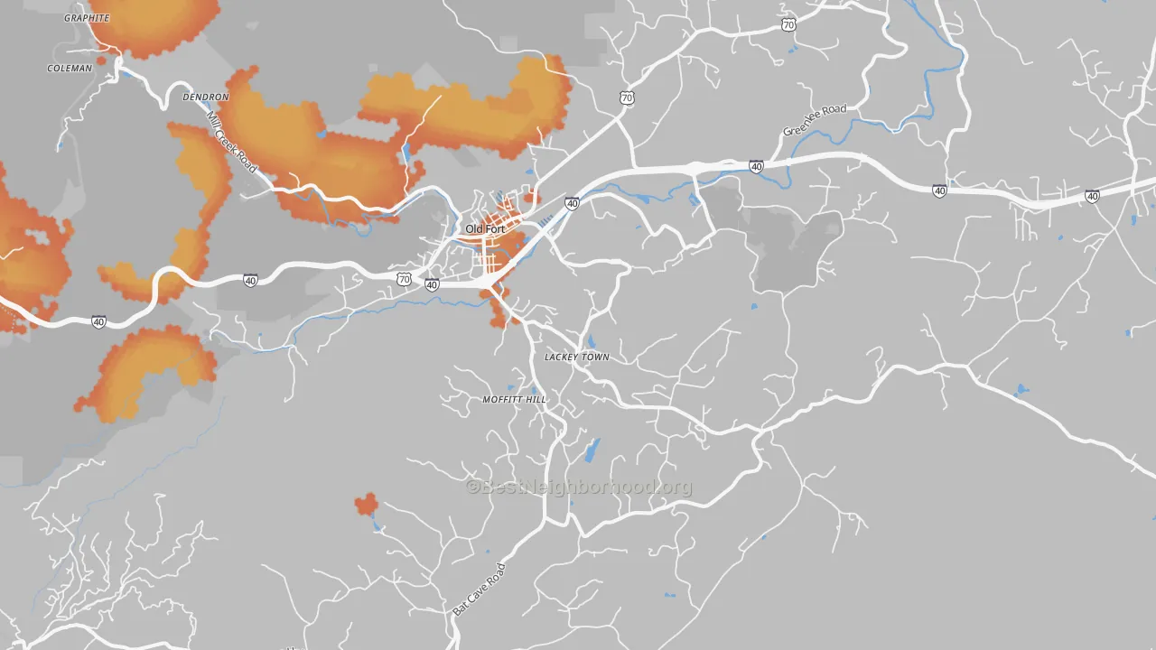 Bike Grade map of 28762, NC