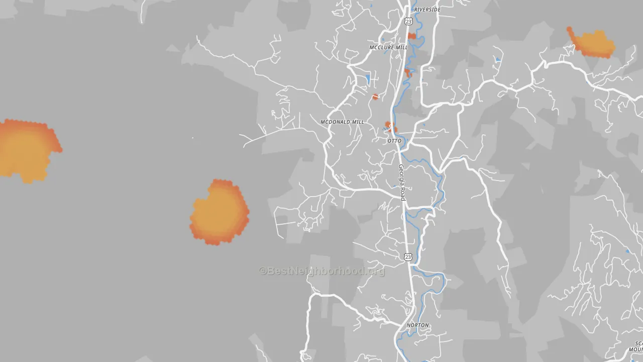 Bike Grade map of 28763, NC