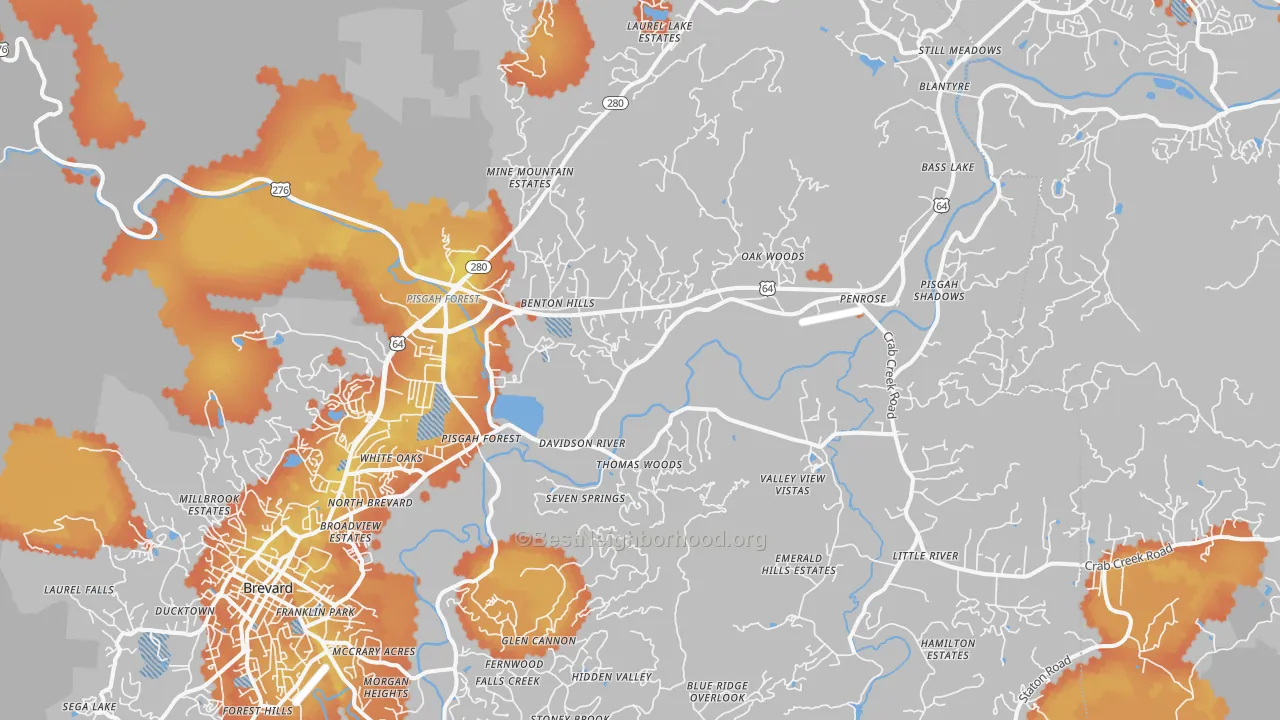 Bike Grade map of 28768, NC