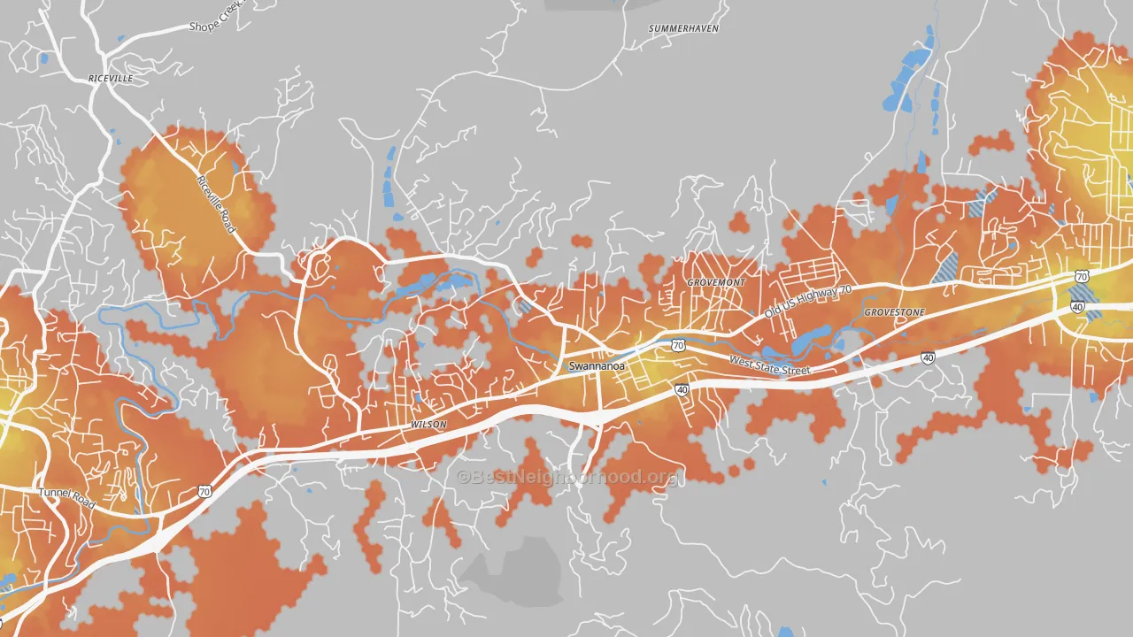 Bike Grade map of 28778, NC