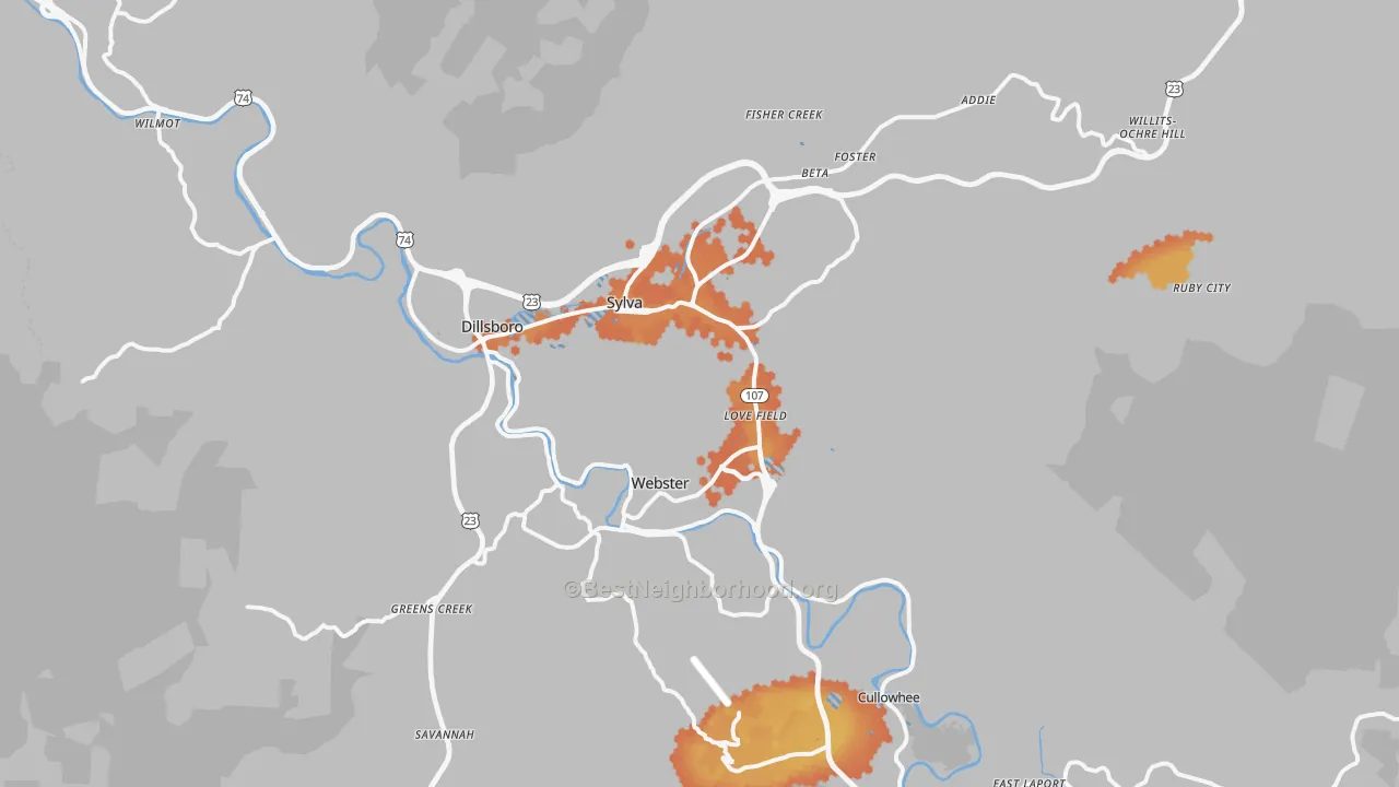 Bike Grade map of 28779, NC