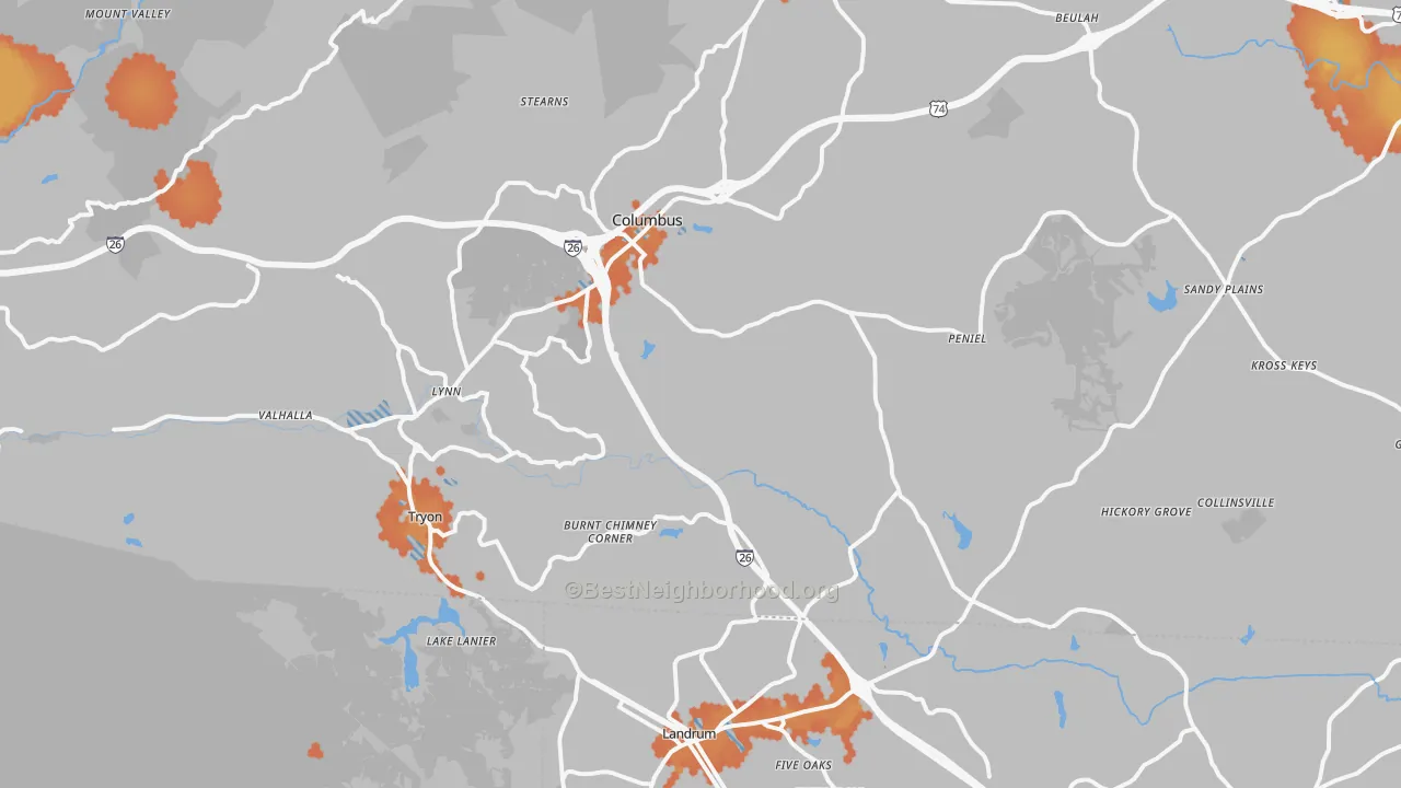 Bike Grade map of 28782, NC