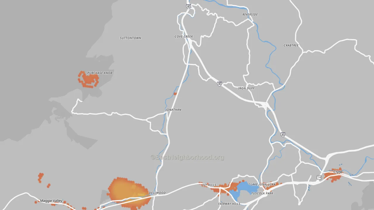 Bike Grade map of 28785, NC