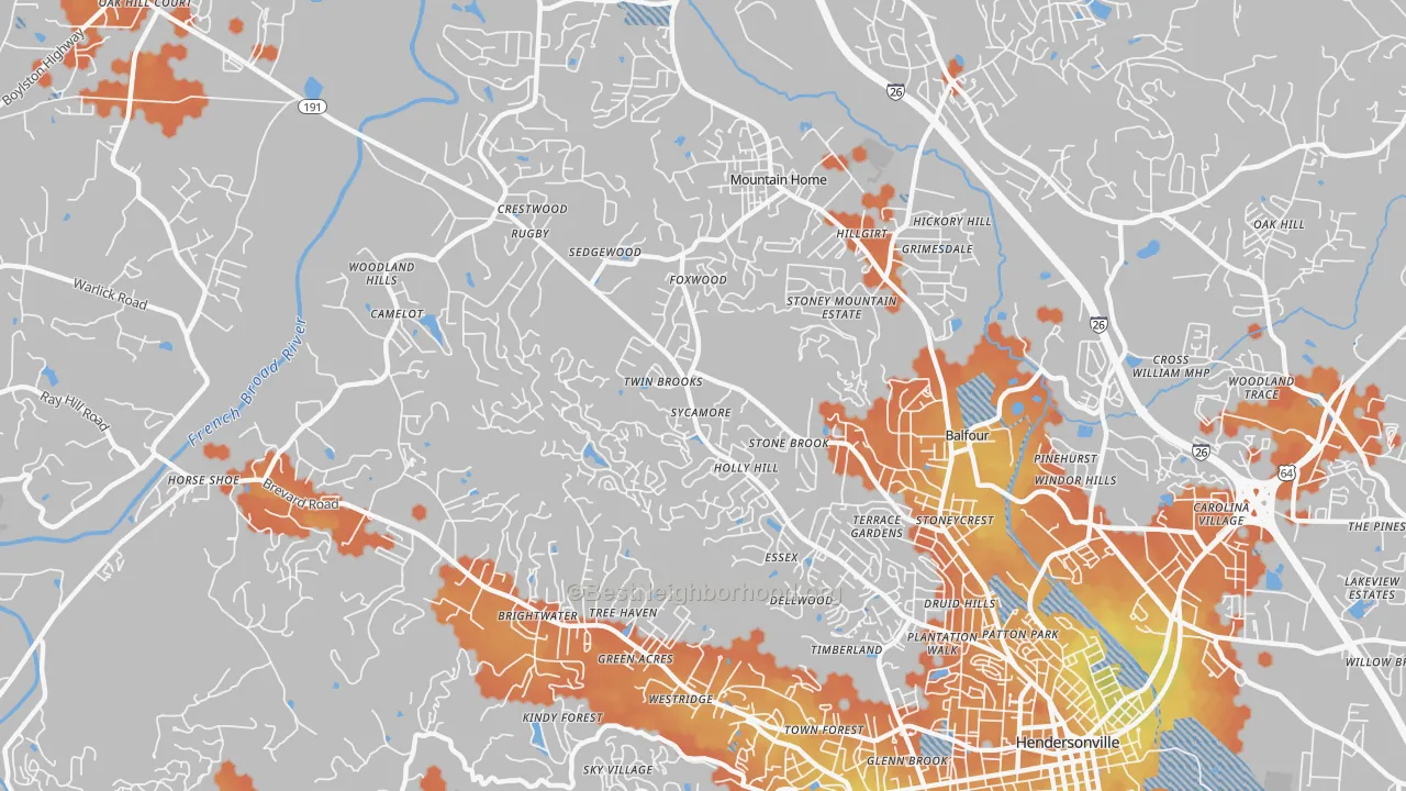 Bike Grade map of 28791, NC