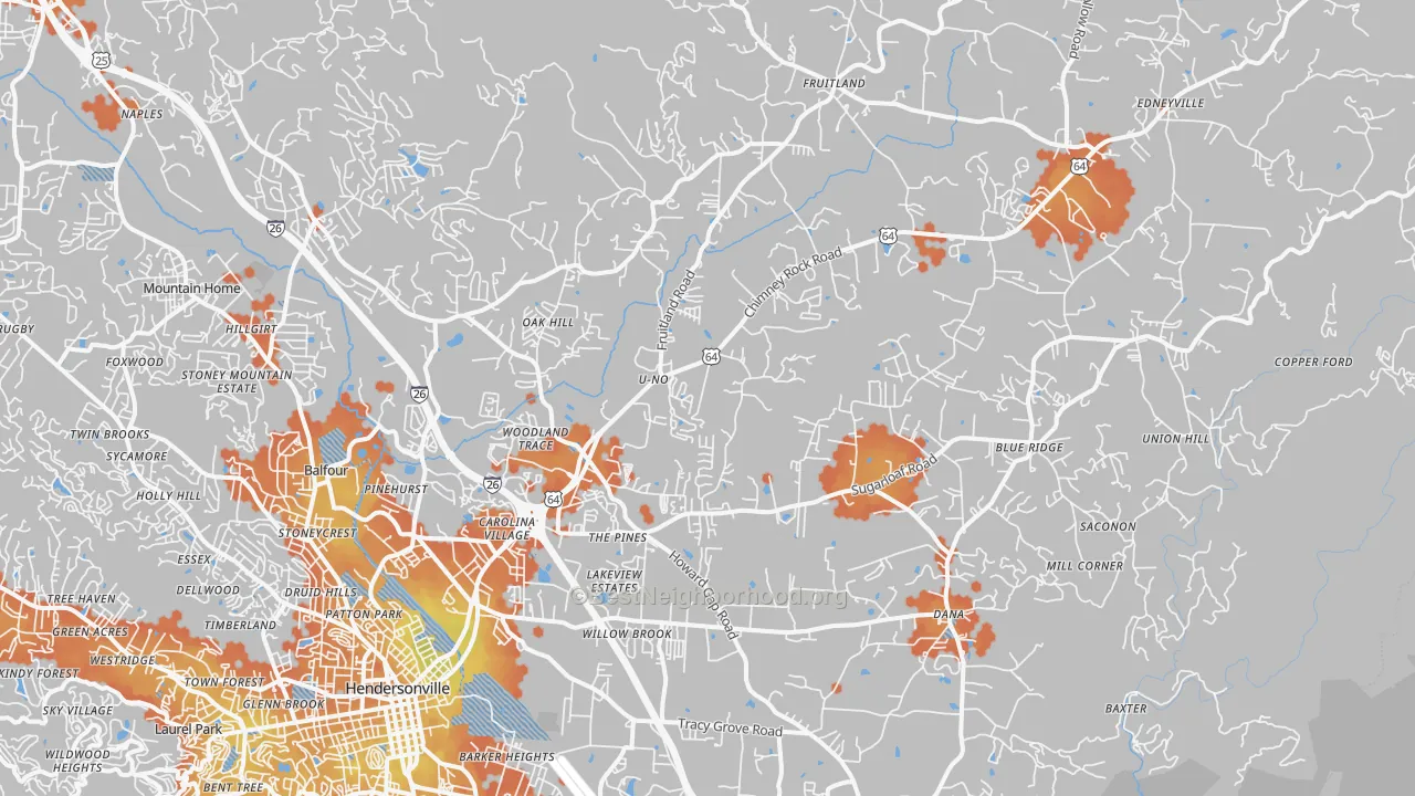 Bike Grade map of 28792, NC