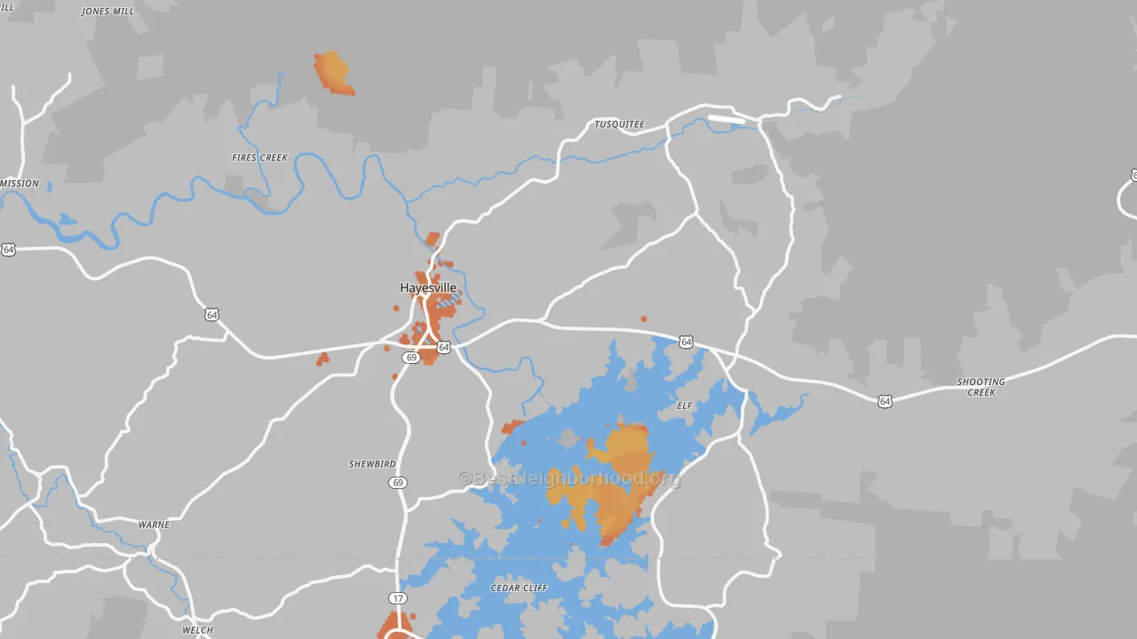 Bike Grade map of 28904, NC