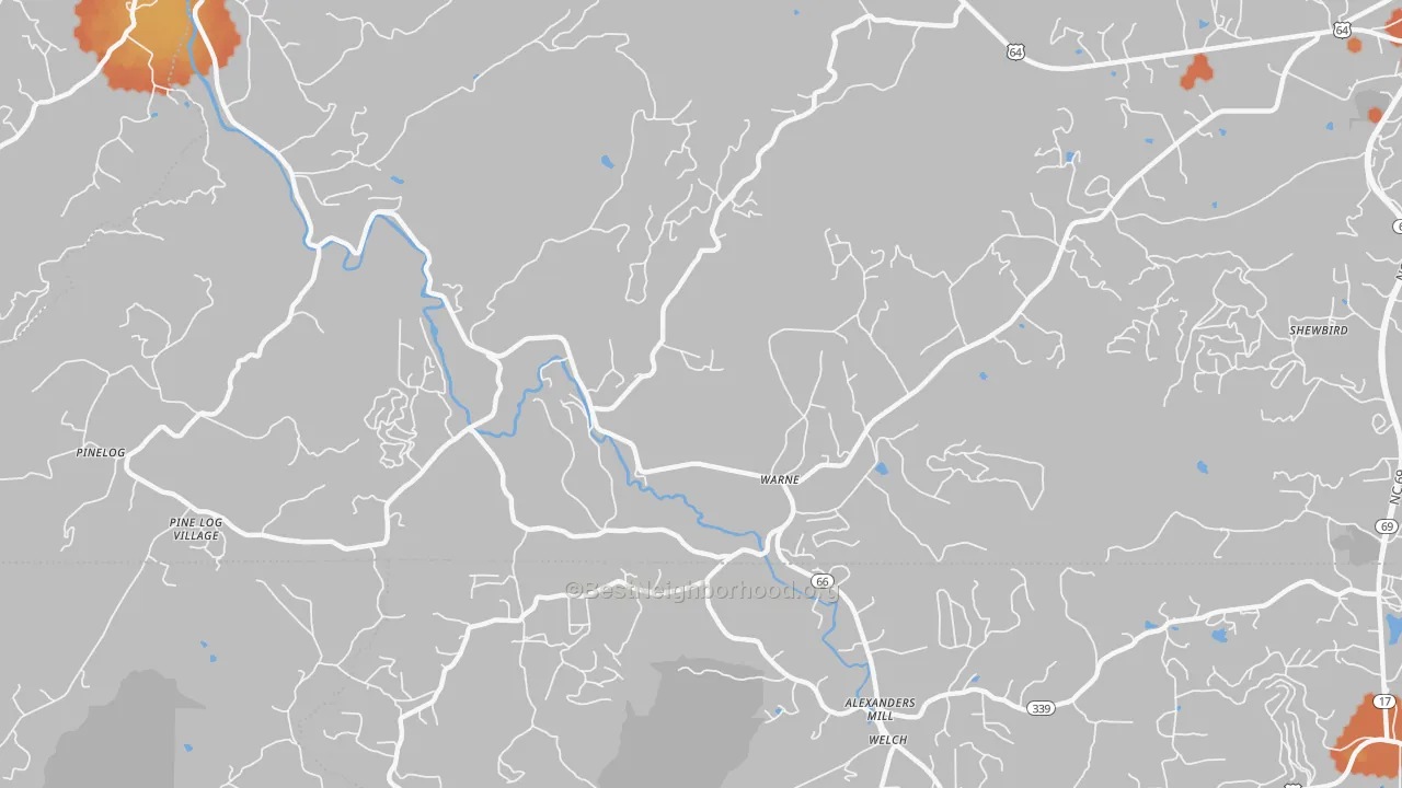 Bike Grade map of 28909, NC