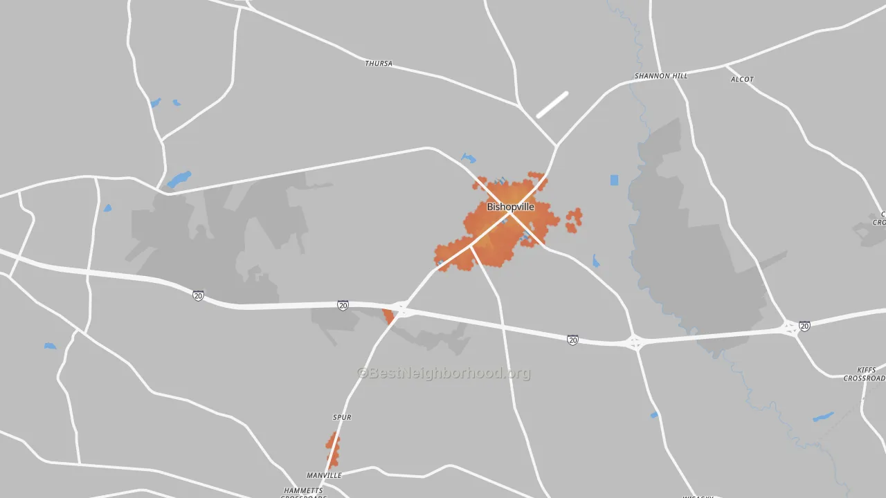 Bike Grade map of 29010, SC