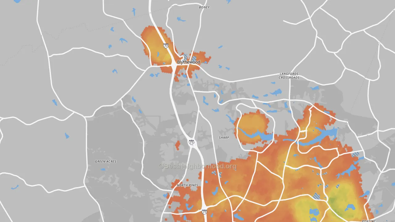 Bike Grade map of 29016, SC