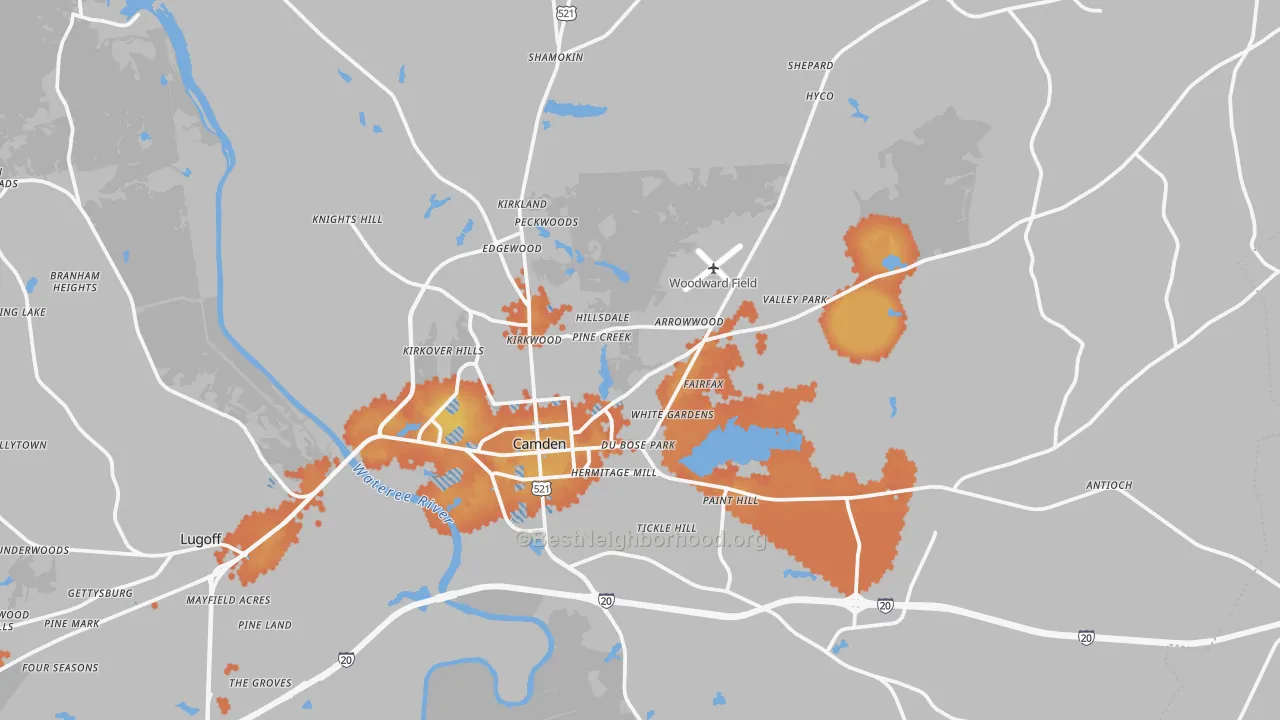 Bike Grade map of 29020, SC