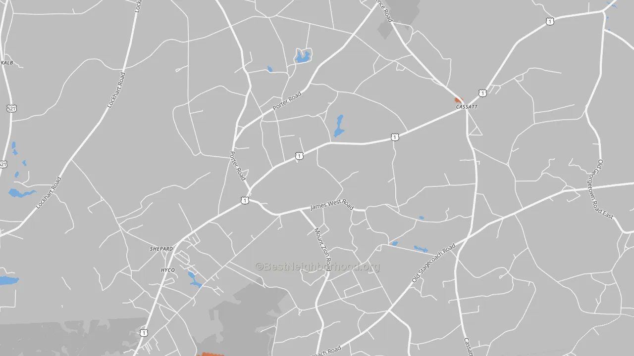 Bike Grade map of 29032, SC