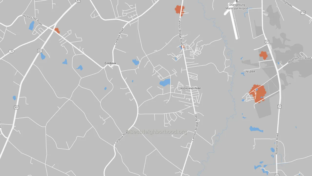 Bike Grade map of 29039, SC