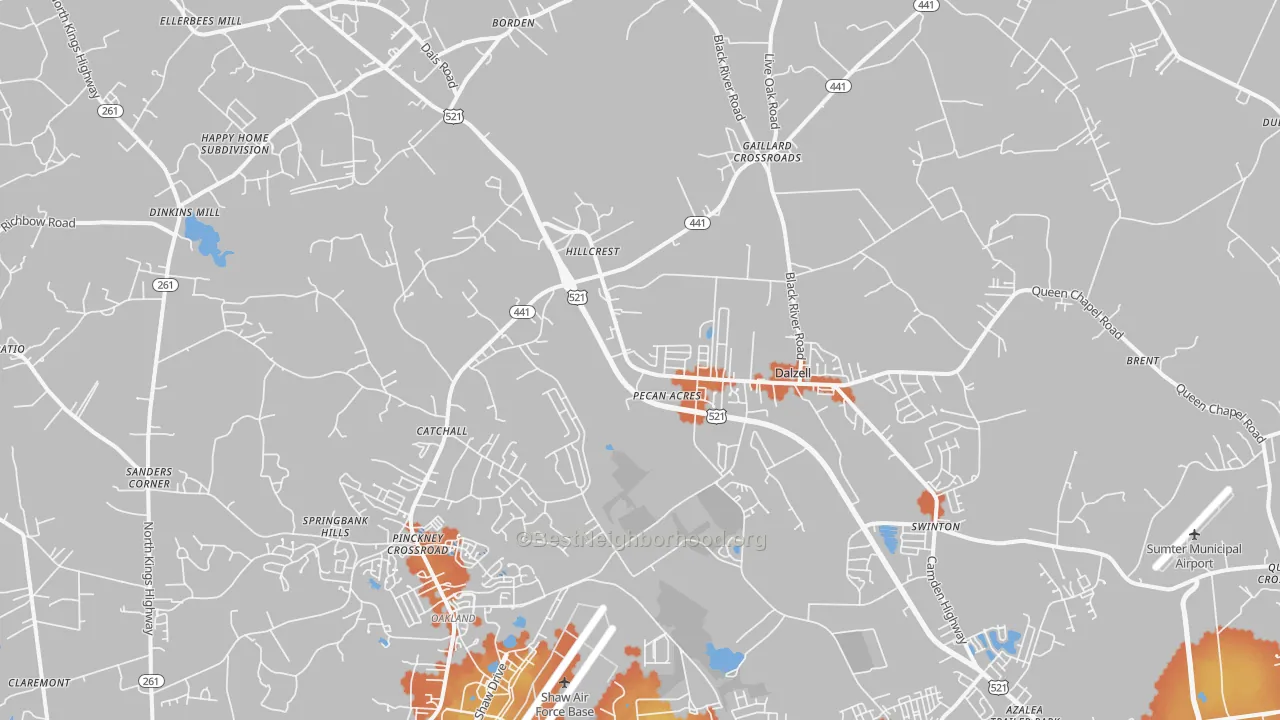Bike Grade map of 29040, SC