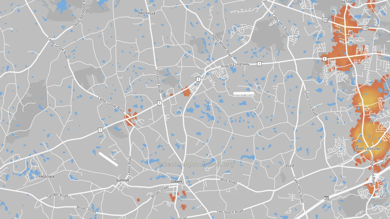 Bike Grade map of 29054, SC