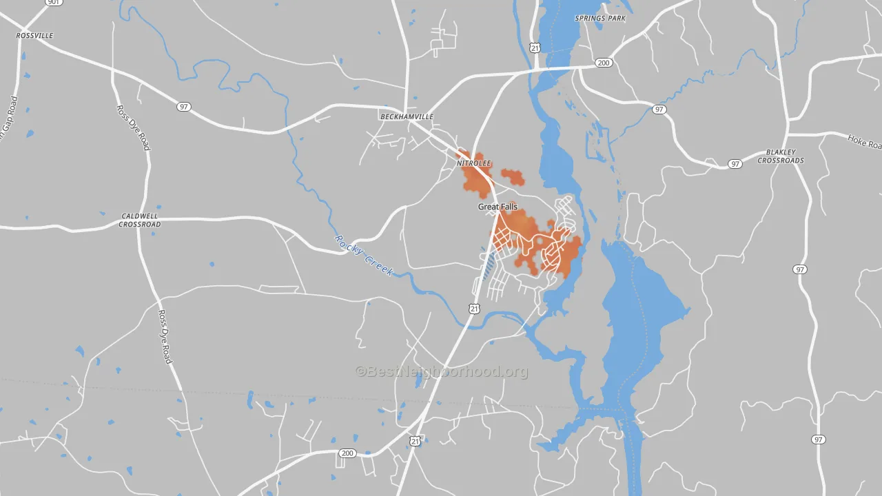 Bike Grade map of 29055, SC