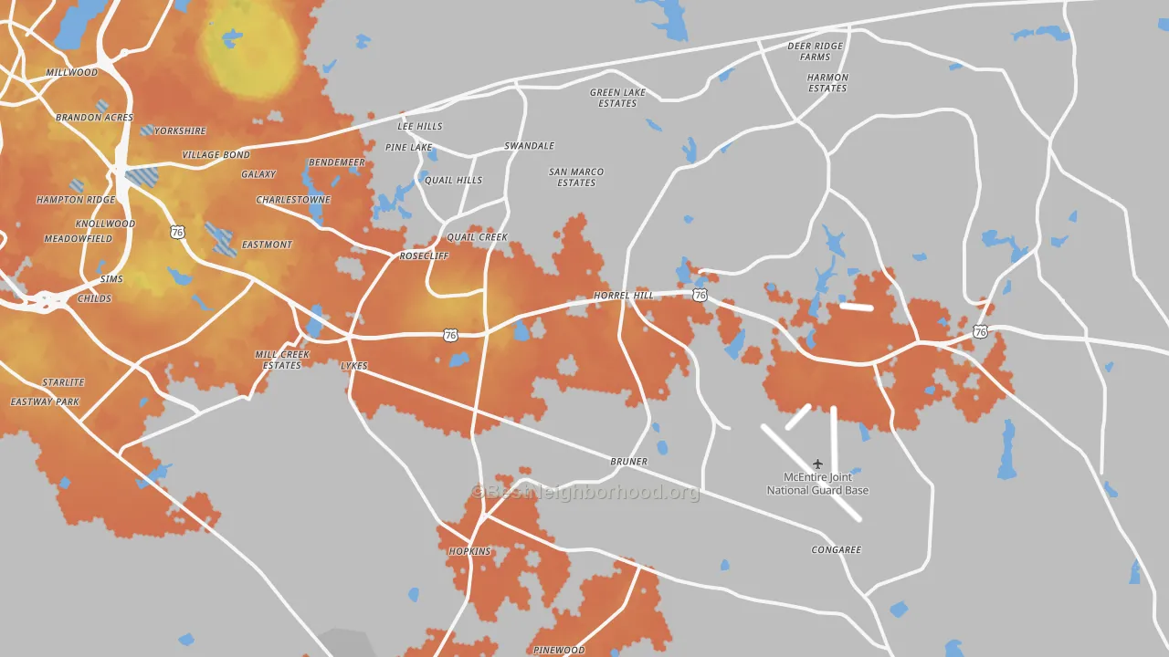 Bike Grade map of 29061, SC
