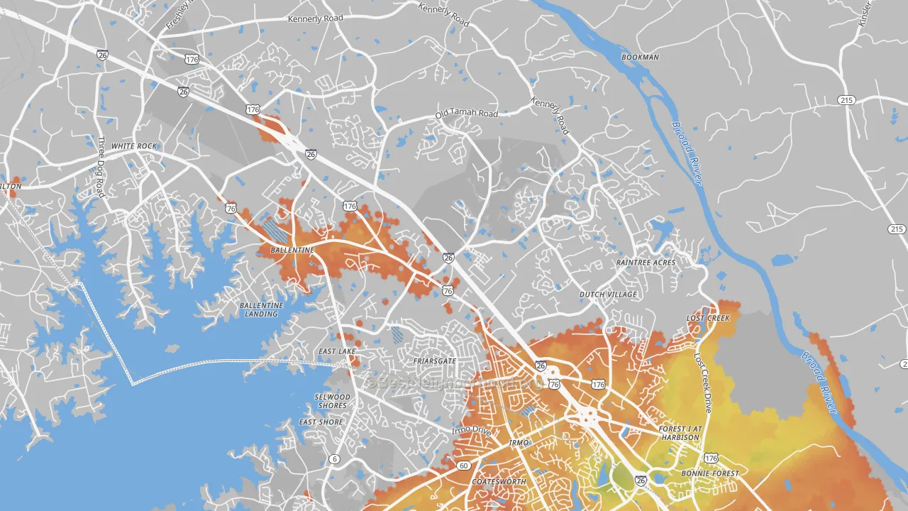Bike Grade map of 29063, SC
