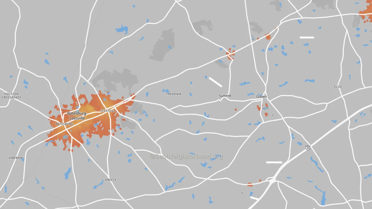 Bike Grade map of 29070, SC