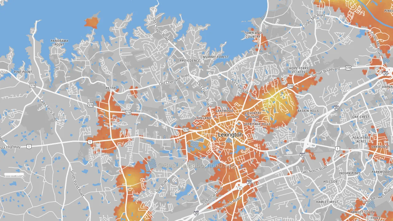 Bike Grade map of 29072, SC