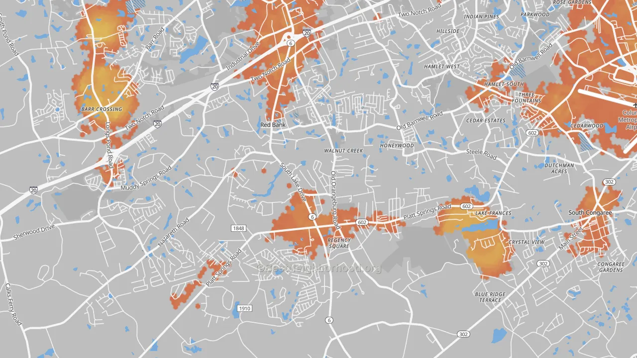 Bike Grade map of 29073, SC