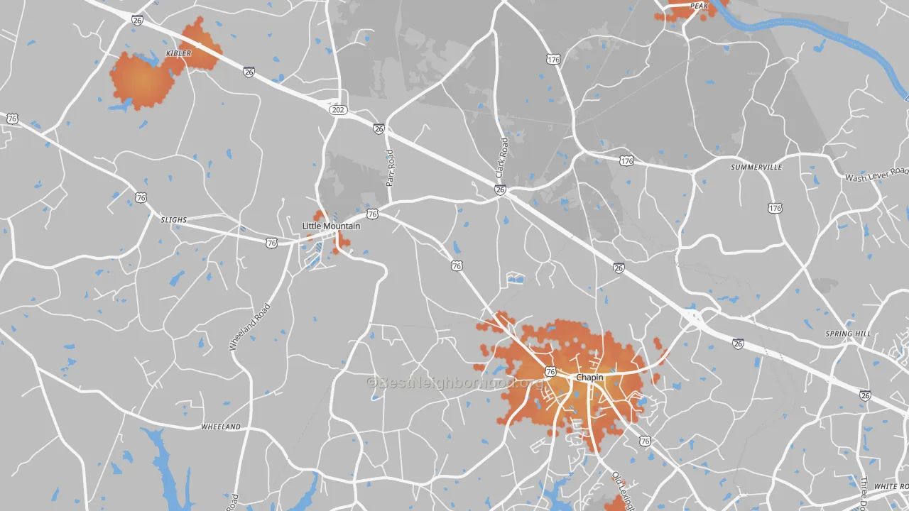 Bike Grade map of 29075, SC
