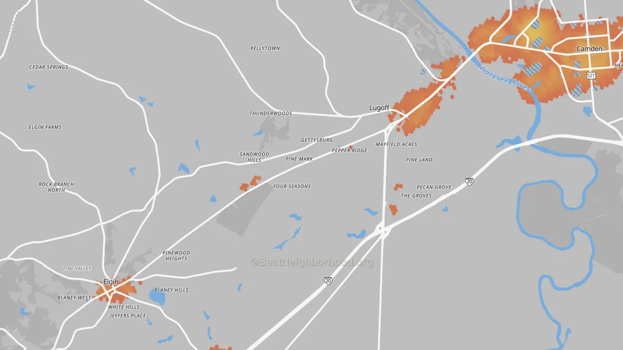 Bike Grade map of 29078, SC