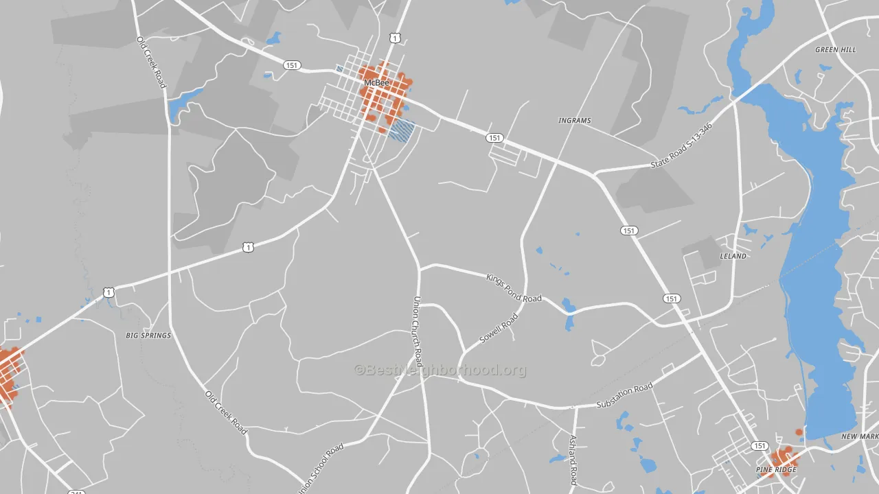 Bike Grade map of 29101, SC