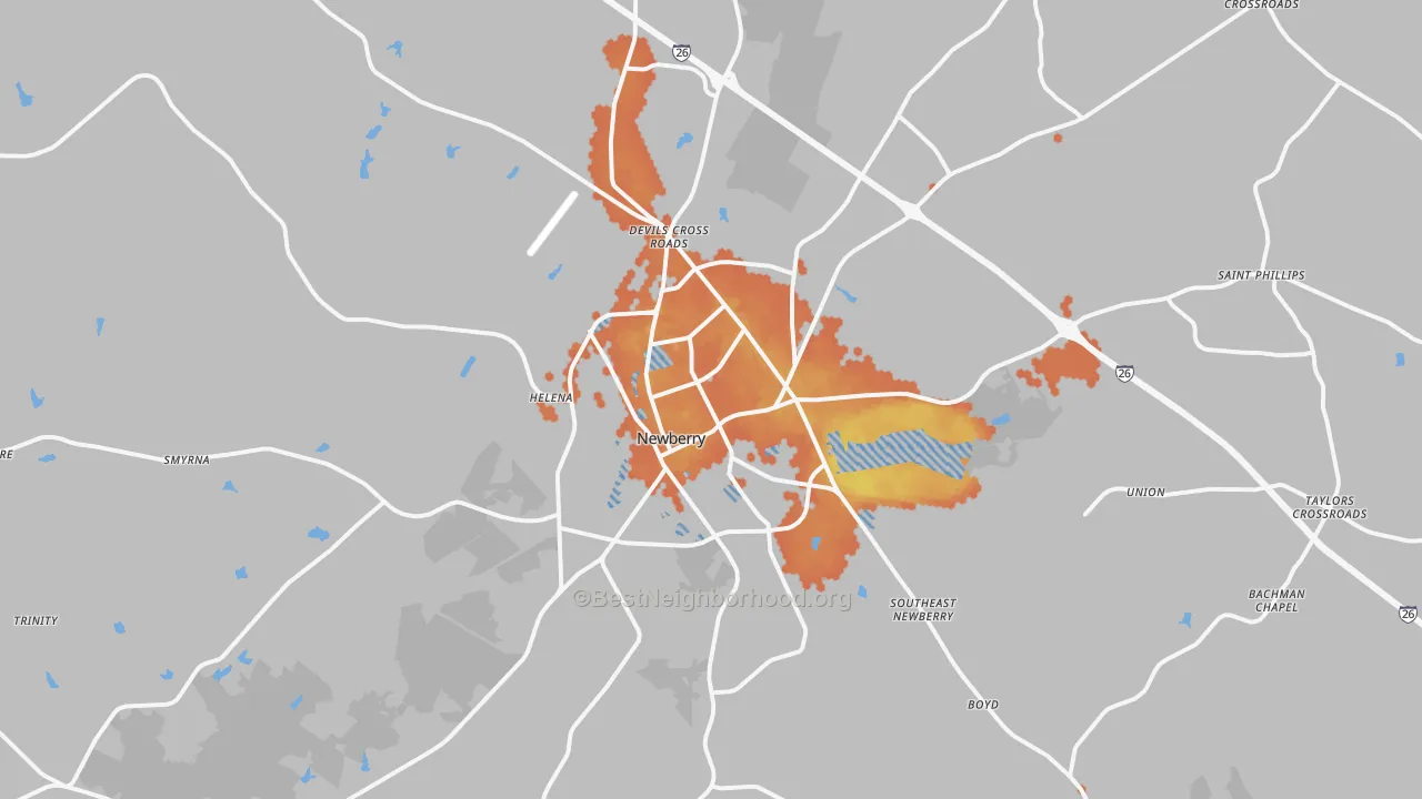 Bike Grade map of 29108, SC