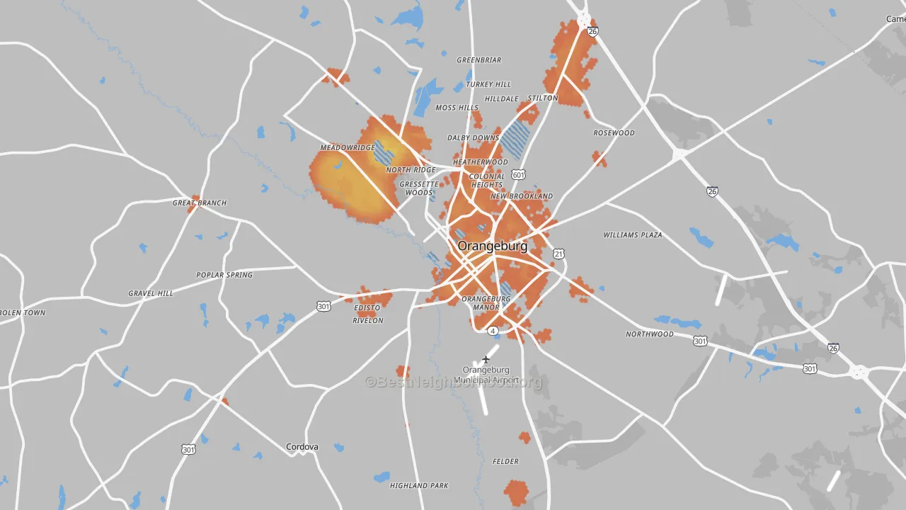 Bike Grade map of 29115, SC