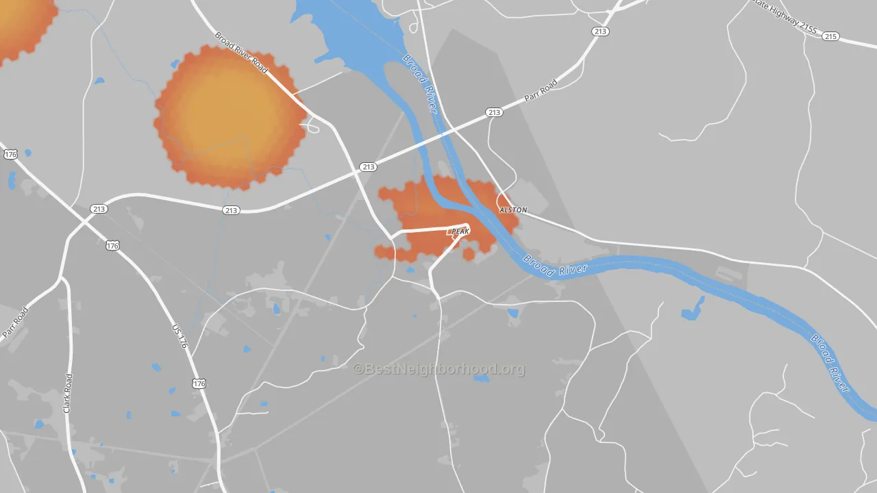 Bike Grade map of 29122, SC