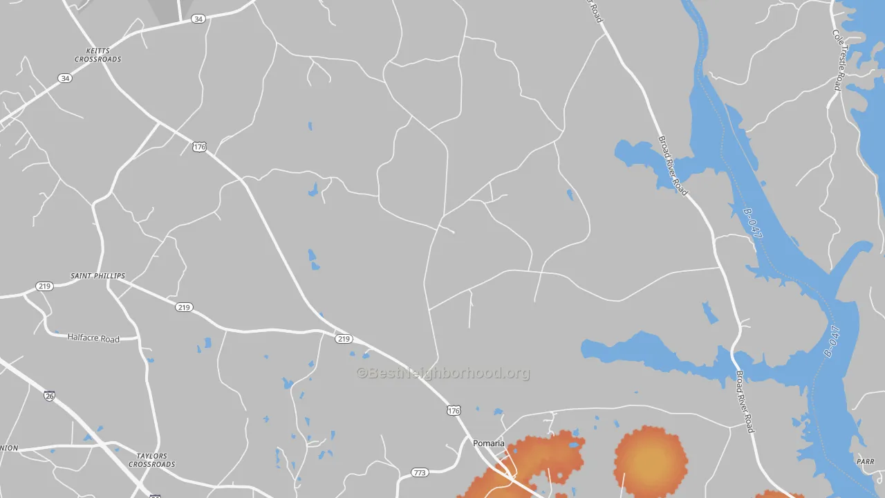 Bike Grade map of 29126, SC