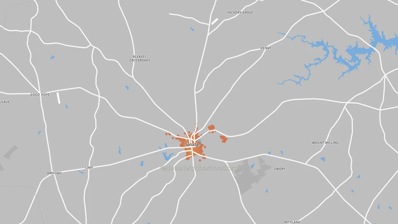Bike Grade map of 29138, SC
