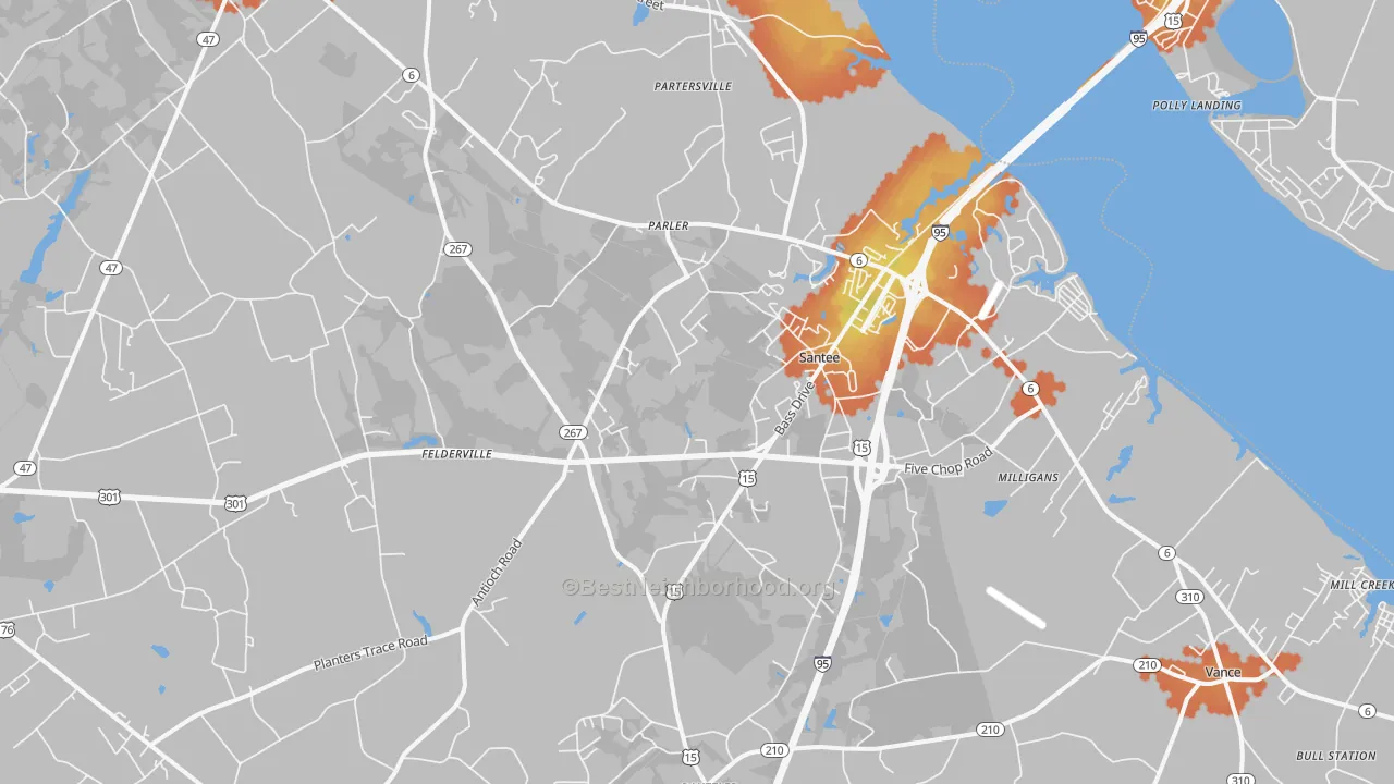 Bike Grade map of 29142, SC