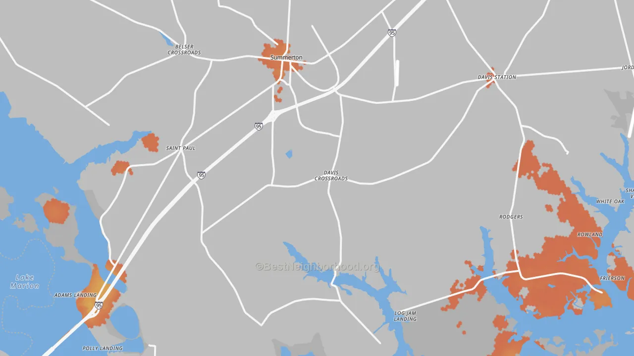 Bike Grade map of 29148, SC