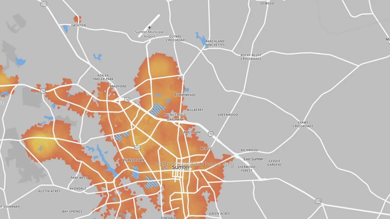 Bike Grade map of 29153, SC