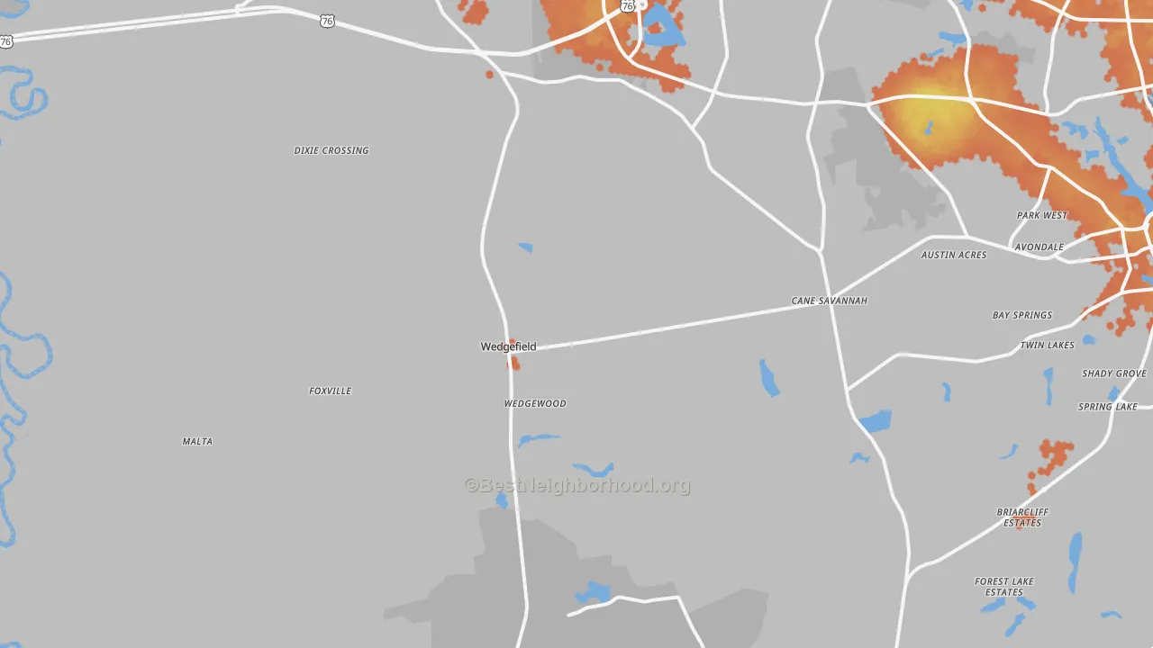 Bike Grade map of 29168, SC
