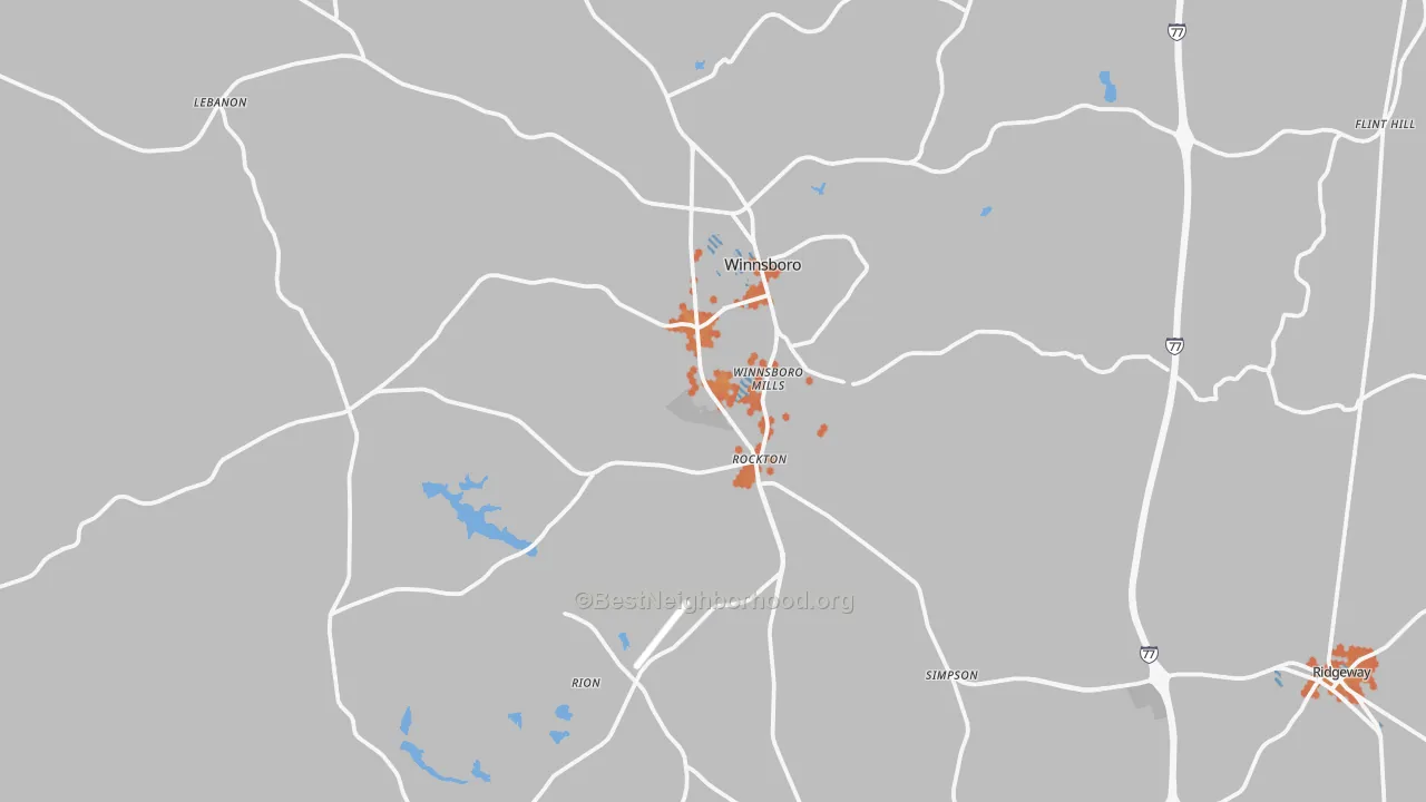 Bike Grade map of 29180, SC