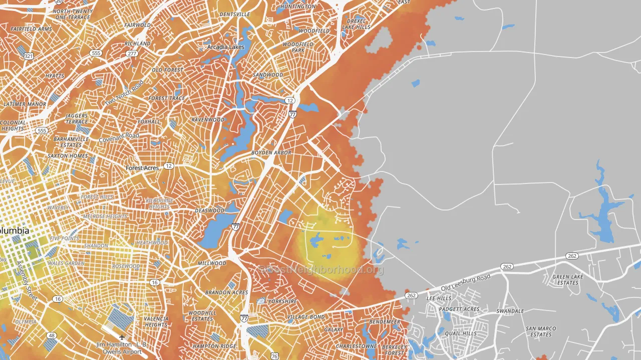 Bike Grade map of 29207, SC