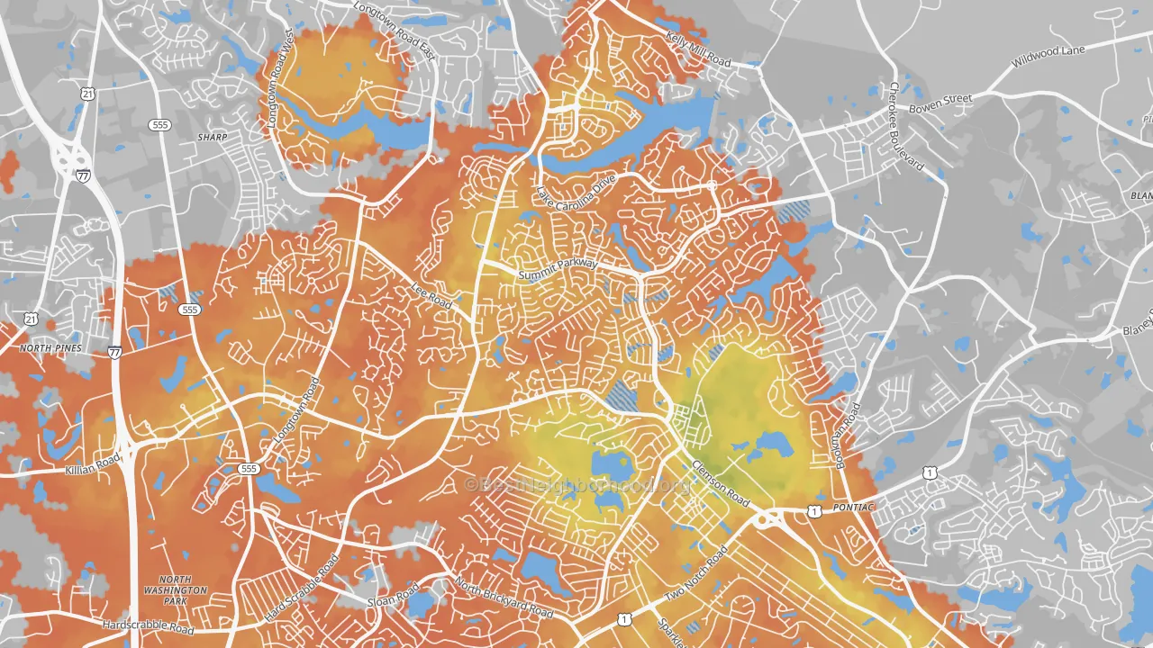 Bike Grade map of 29229, SC